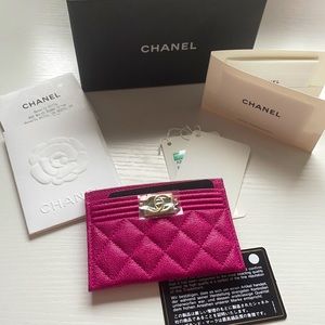 Chanel Boy Card Holder - Fuschia